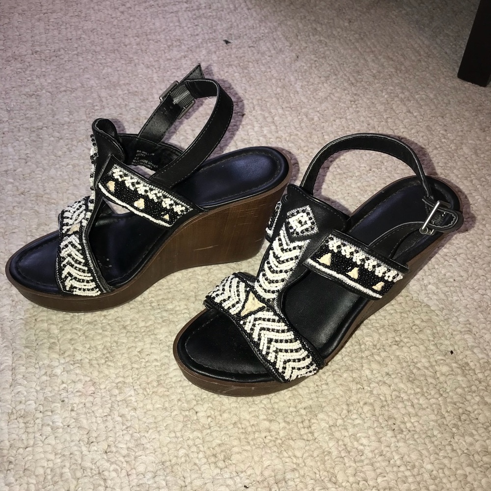 Black Beaded Wedges